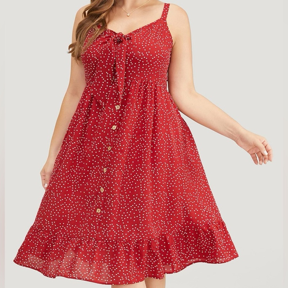 BloomChic Red & White Polka Dot Bow Front Dress Plus Size 18/20 2X